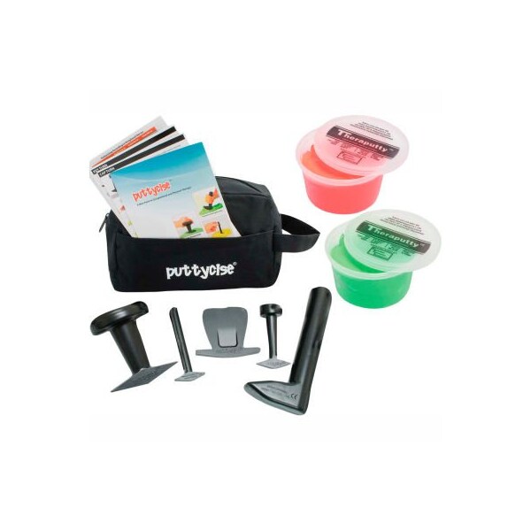 Fabrication Enterprises Puttycise TheraPutty Economy Set, 5 Tools, 2 x 1 lb. Putties, Medium (Red and Green) 347621 - main